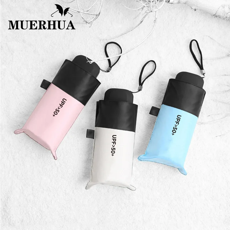 

MUERHUA Anti-UV Pocket Mini Umbrella Rain Women Windproof Durable 5 Folding Sun Umbrellas Portable Sunscreen Female Parasol