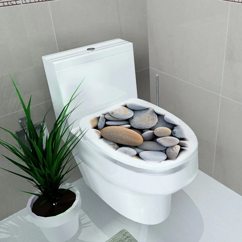 

32x39cm 4 Color Toilet Cover Wall Stickers 3D Waterproof Bathroom Decal Pvc stereo toilet stickers