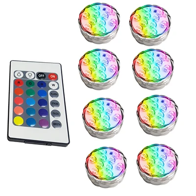 Waterproof Underwater Light, Submersible LED Lights with Remote Control RGB Multicolor LED Pond Lighting Set for Vase Base - Испускаемый цвет: 1 controller 8 Lamp