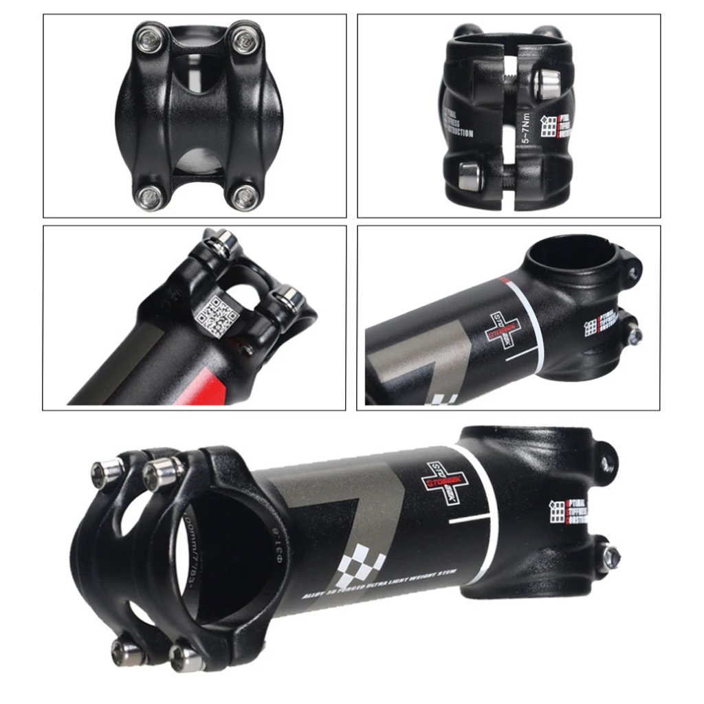 Bike Stem 7 Degree Aluminum Alloy Fixed 31.8mm Cycling Mountain Handlebar Stem Riser Black 60/70/80/90/100/110mm