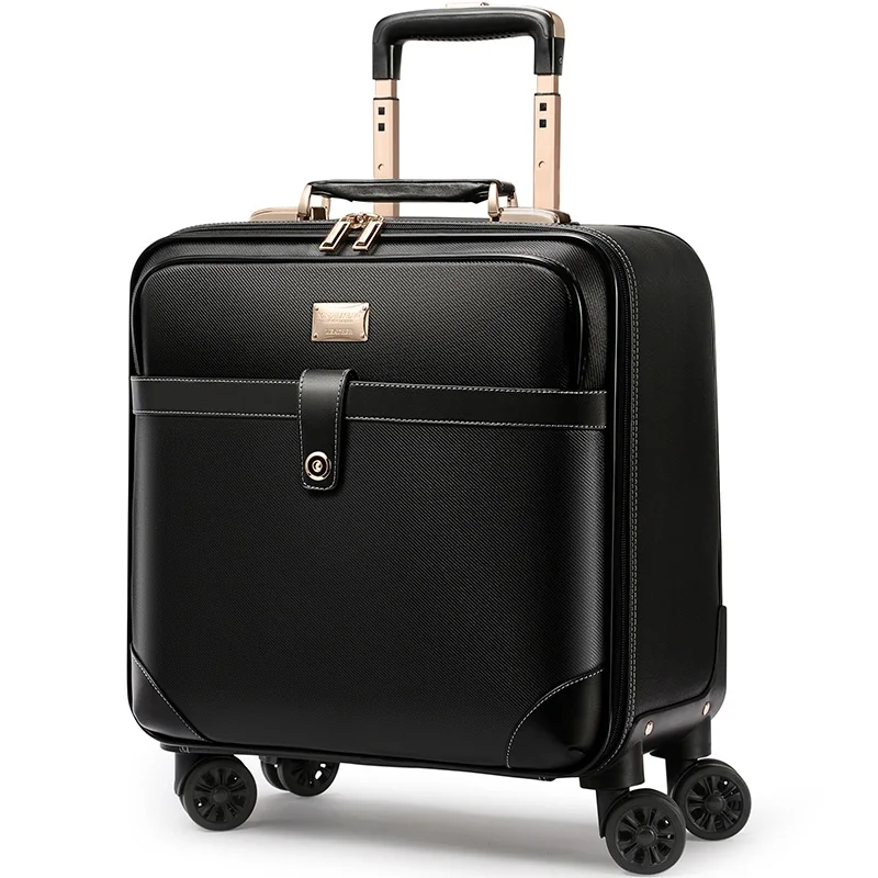 

New retro 16/18/20/22/24 inch men business genuine leather hand luggage on wheels cabin travel trolley bags vs trolley suitcase