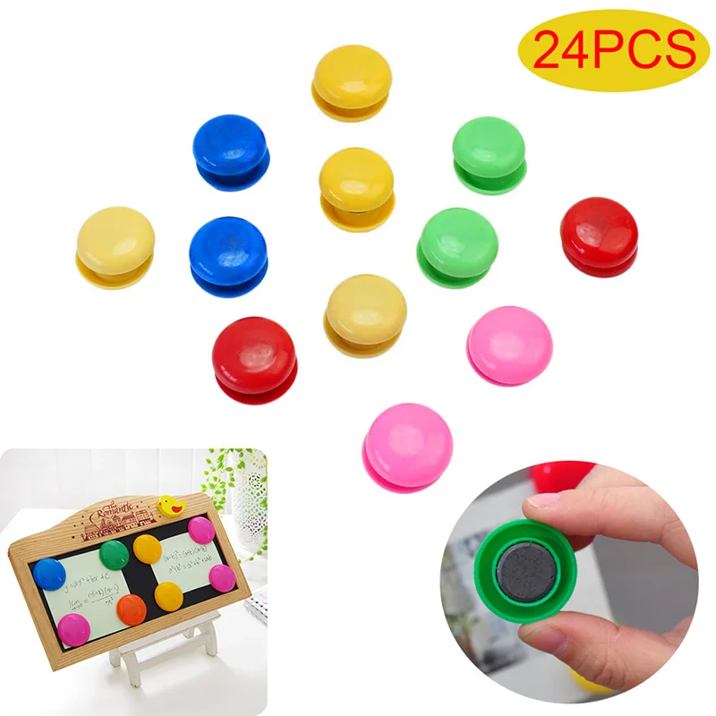 

Hot Sale 24 Pcs 3cm Round Design Refrigerator Fridge Whiteboard Decor Magnets Buttons Random Color