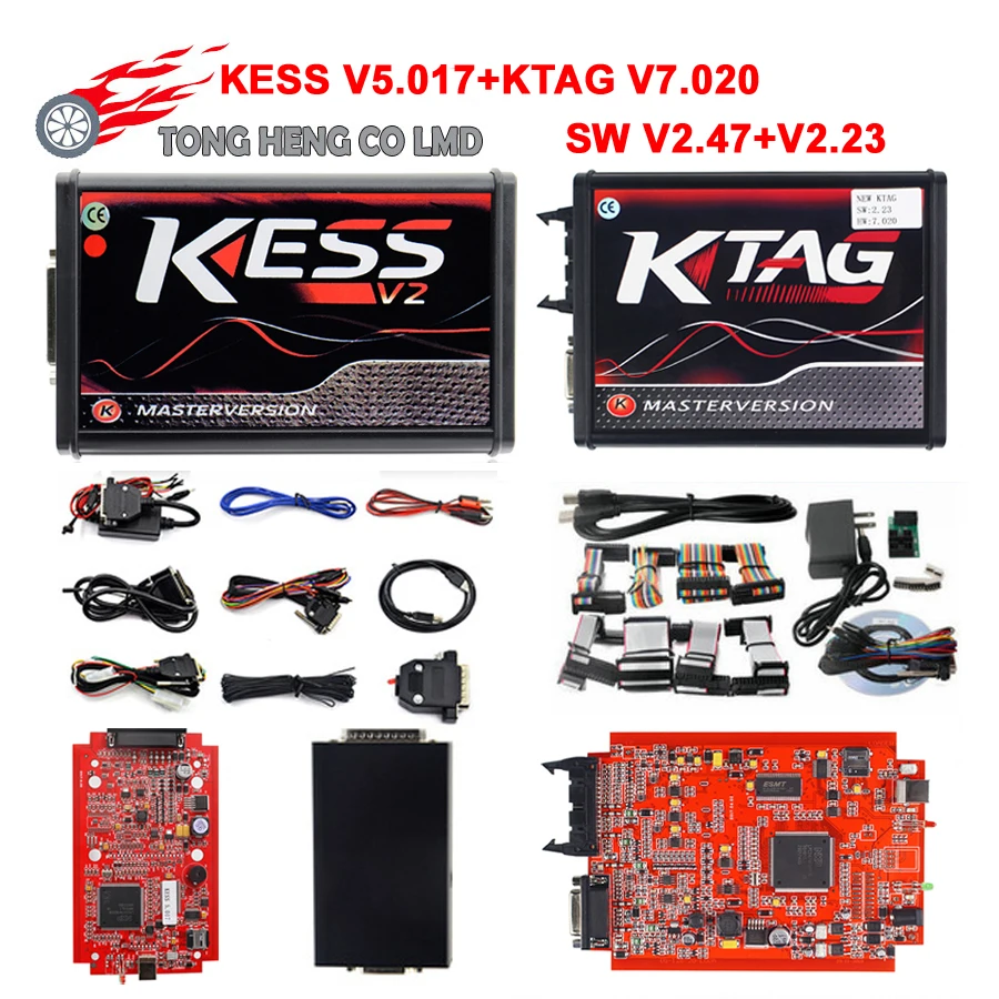 Онлайн ЕС красный KESS V2 V5.017 5,017 V2.47 4 светодиодный KTAG V7.020 V2.23 K-TAG 7,020 BDM зонд адаптеры мастер OBD2 менеджер Тюнинг Комплект