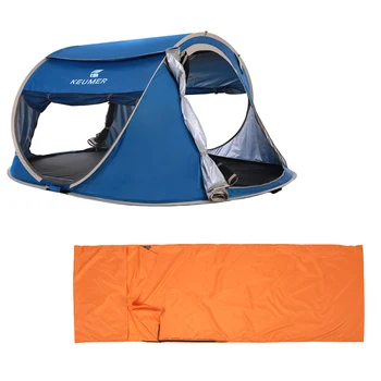 

/ Outdoor Travel Camping Gear 70*210CM Polyester Sleeping Bag+Automatic Instant Pop Up Hiking Tent 240 *180*100cm 3-4 Persons