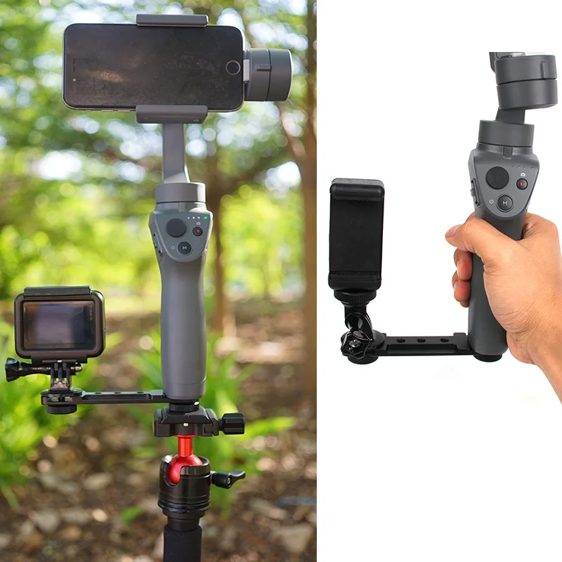 Microphone Grip L Bracket Rig with Hot Shoe Mounts for Zhiyun Smooth Q 4 / 3/Osmo Mobile 1 2
