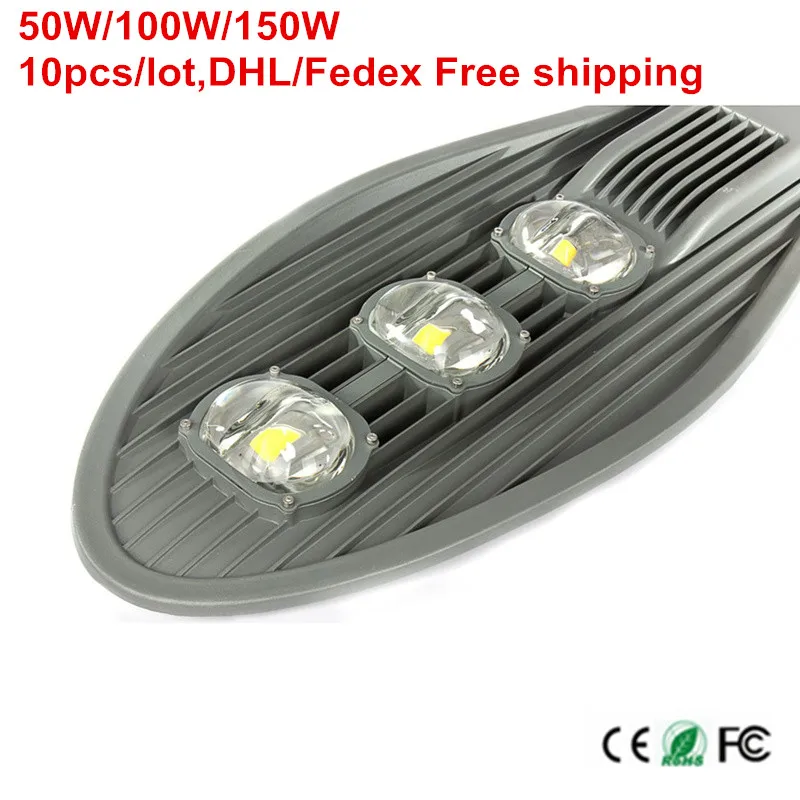 10 stks COB 50 W 100 W 150 W Led-straatverlichting Waterdicht IP65 AC85-265V Industriële Engineering buitenverlichting Road lamp