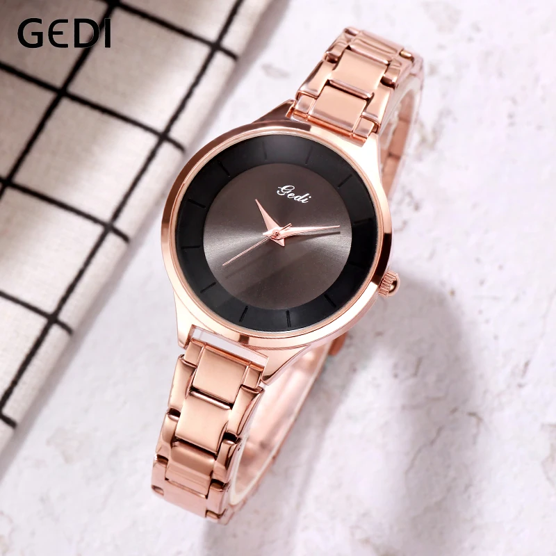 

GEDI Ladies Watch Luxury Brand Women Watches Waterproof Rose Gold Stainless Steel Lady Woman Wrist Watch Clock reloj mujer