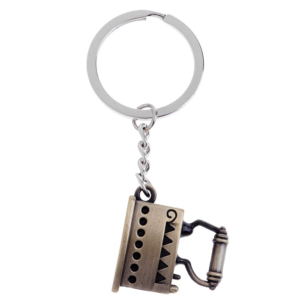 Simulation Vintage Metal Mini Ironing Model Key Ring Keychain Bag Car Pendants