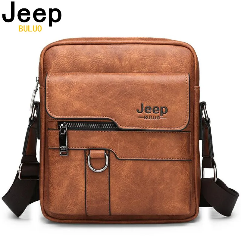 JEEP BULUO marca de lujo de los hombres bolsos de mensajero bandolera de negocios Casual bolso de hombro de cuero para hombre de gran capacidad