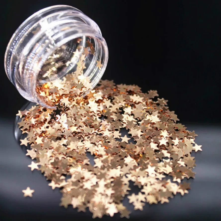 

LOLEDE Darkgoldenrod Color Sequins Nail Art Glitter Flakes UV Gel Polish Star Heart Flower Paillette Decor Tools Stars
