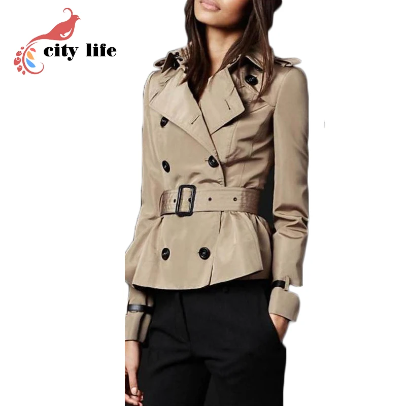 Ladies Short Black Trench Coat | Fashion Women's Coat 2017