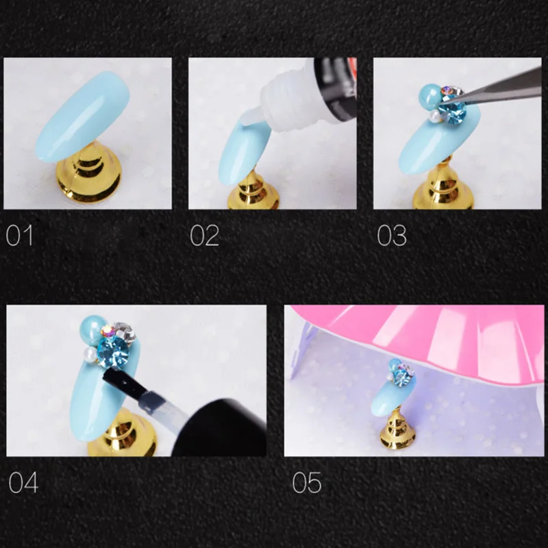 12 Box 3D مسمار الفن الملونة واضح كريستال مختلط حجم سيدة الأظافر نصائح الشارات الديكور مع تخزين حاوية علب @ M