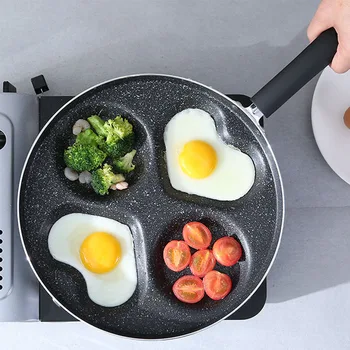 

Cooking Tools Eggs Ham PanCake Maker No Oil-smoke Non-stick Breakfast Grill Pot Omelet Pan Four-hole Frying Pans 1Pc