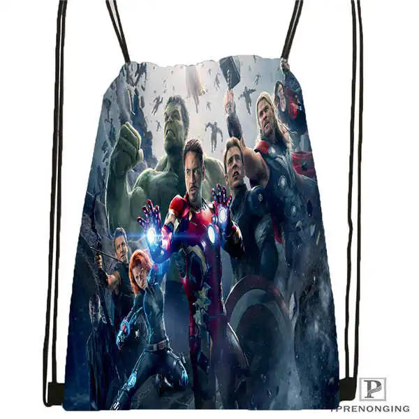 Drawstring Backpack Custom Человек-паук Мстители походная сумка на шнурке Cute Daypack Kids Satchel(черная спина) 31x40 cm#180611-01-27 - Цвет: Drawstring Backpack
