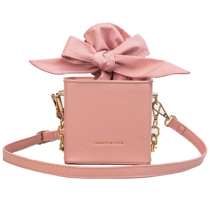 

2019 Lady's Shoulder Bag Bow Fashion HandBags Woman Bucket Bag Gift box bag