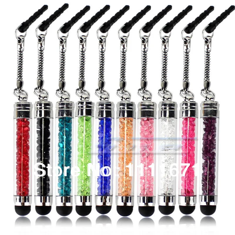 

10x Crystal Mobile Phone Stylus For iPhone 4 4S 5 5S SE & 3.5mm Dust Plug Style Bling Clear Touch Screen Pen Free Shipping