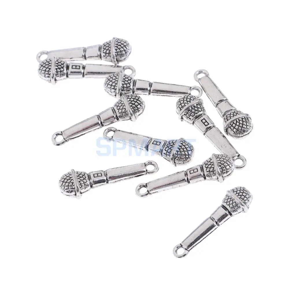 10 Pieces Alloy Microphone Model for 1/12 Dollhouse Miniature Music Room Decoration Dolls Accessories Children Kids Toys