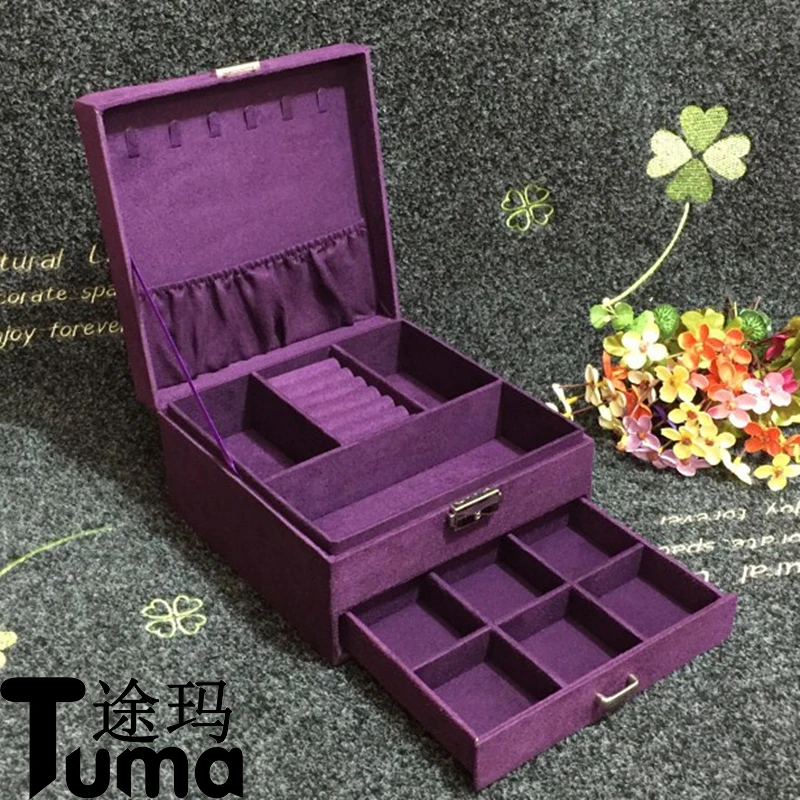 Fashion Velvet Jewelry Box Large Space High Quality Earrings Storage Case Creative Cosmetic Box For Women Christmas Gift Jewelry Packaging