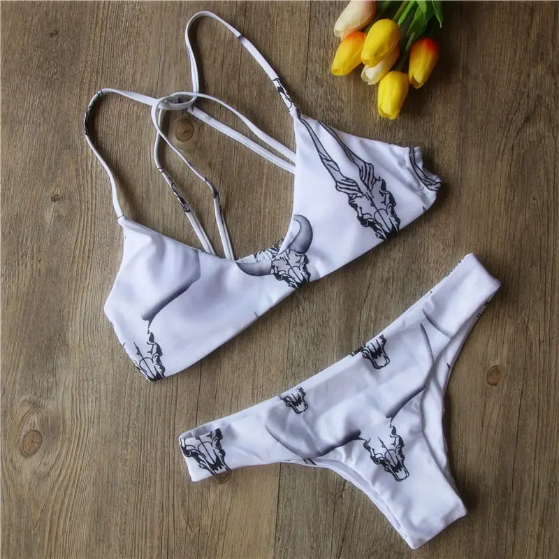 

Thong bikini swimwear Sexy Sheep head print bikini set new Europe swimming suit for women Bikinis Print Split swimsuit
