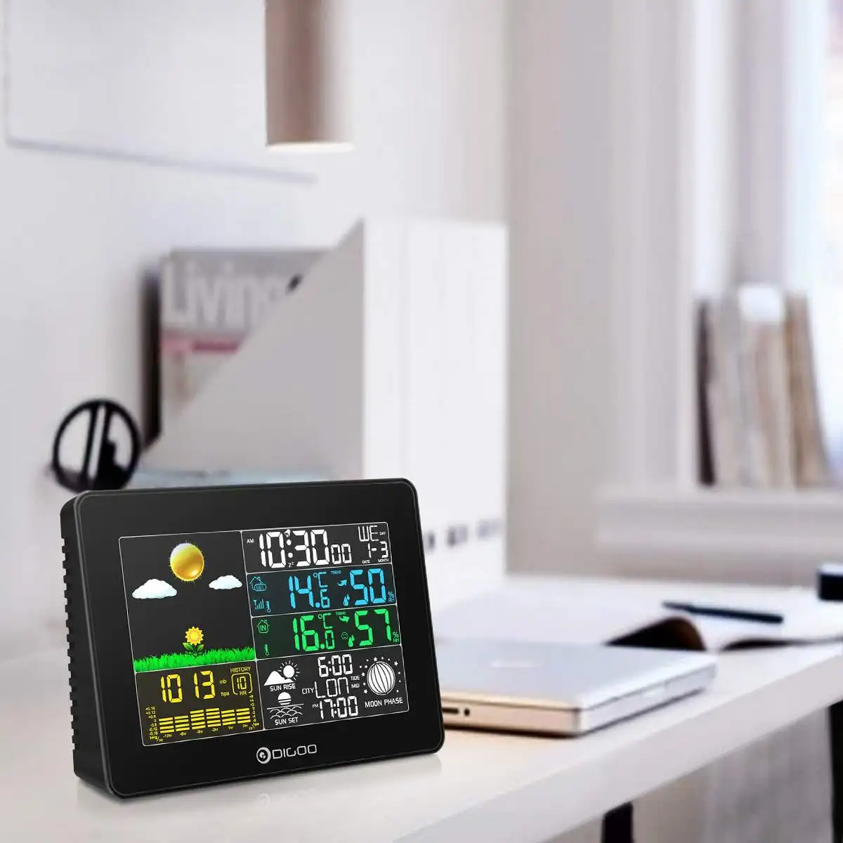 Digoo DG-TH8868 Беспроводная полноцветная цифровая барометрическая Метеостанция+ Открытый датчик погоды гигрометр термометр часы