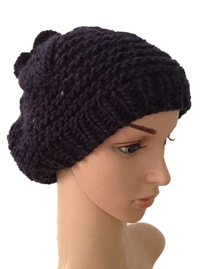 BomHCS осень зима цветок шляпа комплект вязаная шапка+ шарф ручной работы женская теплая шапка