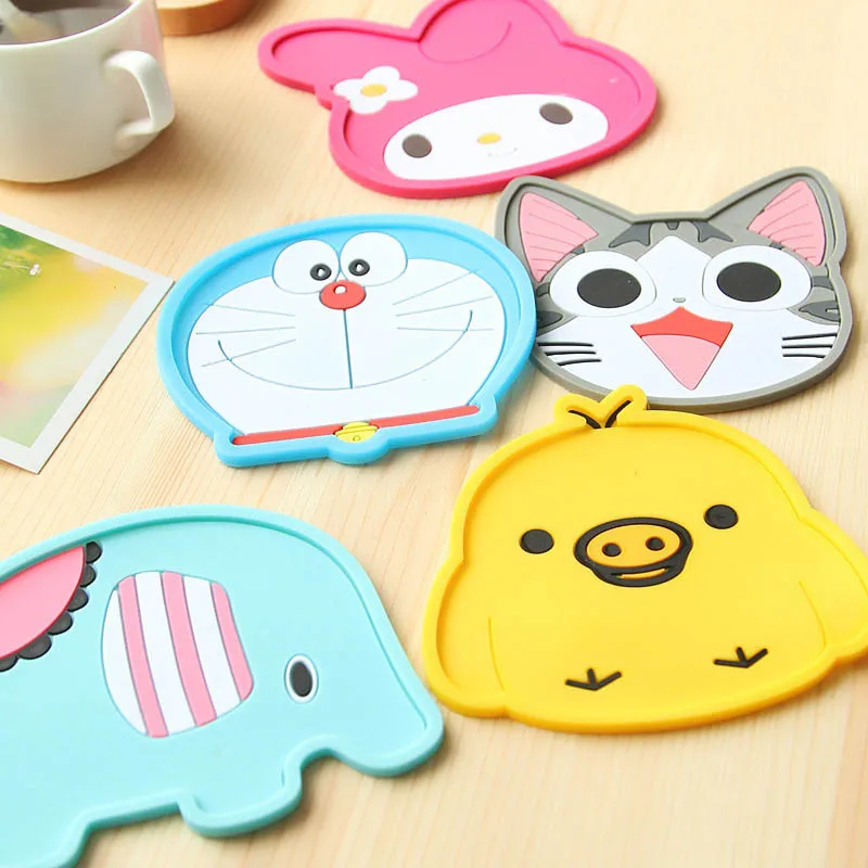 【Happier】 High Quality 1Pcs Cute Cartoon Anime Silicone Cup Mat Coffee Placemat Drink Coaster Cup Glass Beverage Holder Pads Mats KP030. 