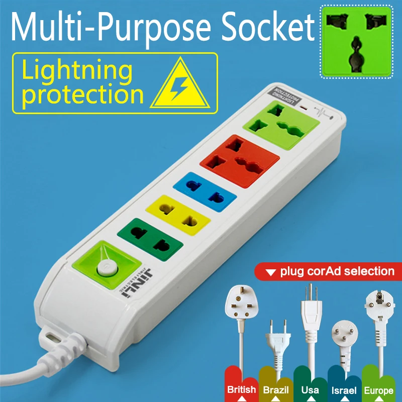 

AU EU UK US security mode power socket with 1.8 Meter / 5.9Ft