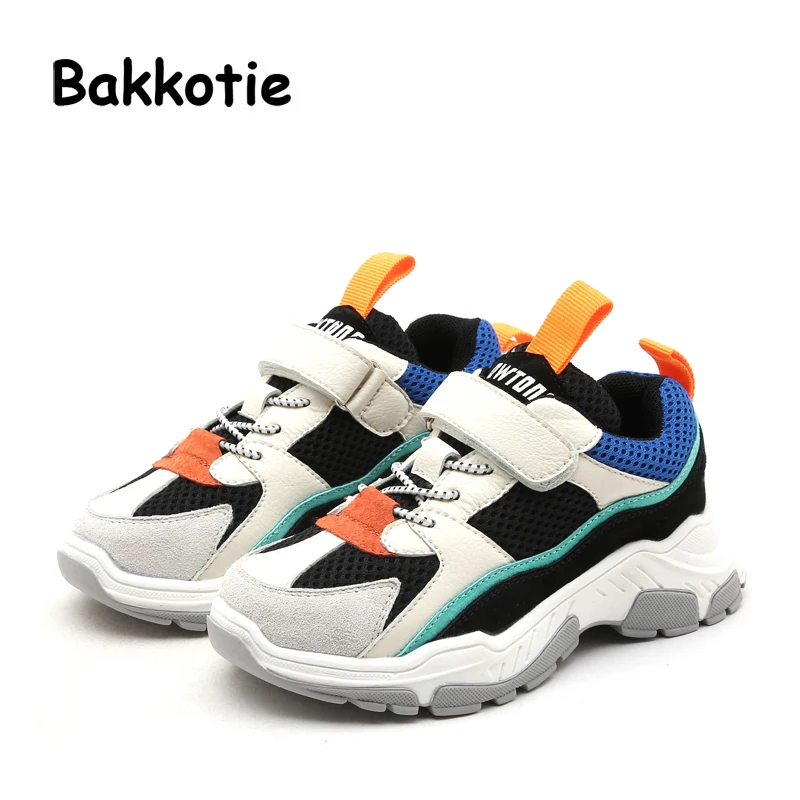 

Bakkotie 2019 Kid Casual Sneakers Children Genuine Leather Sport Shoes Baby Boy Mesh Soft White Shoes Girl Brand Trainer