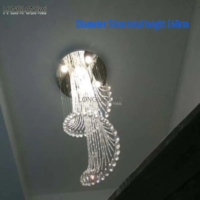 Современные гибридные большие спиральные хрустальные люстры, светодиодный светильник для гостиной и лестницы, люстра для занавесок
