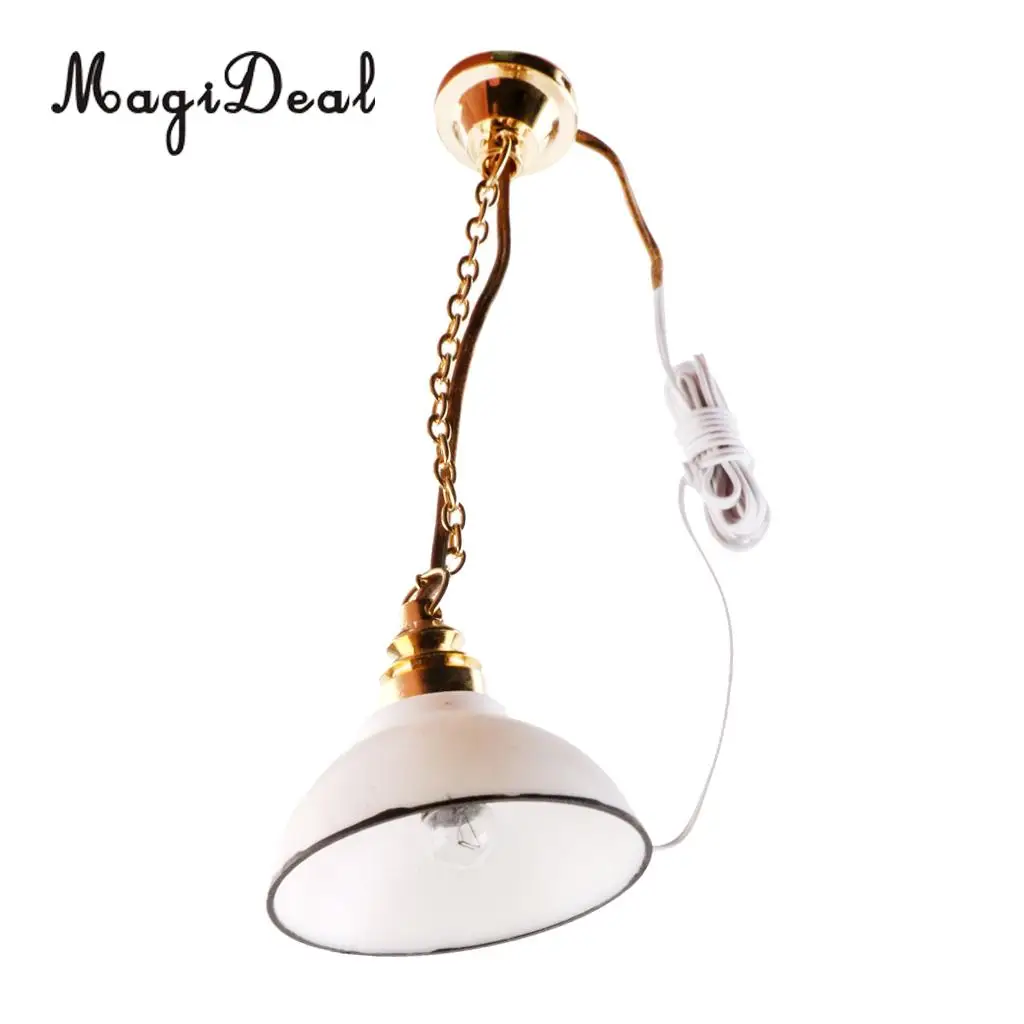 MagiDeal 1Pc 1/12 Dollhouse Miniature Furniture 12V Ceiling Lamp Light for Bedroom Livingroom Bathroom Lovely Decor Golden Acce