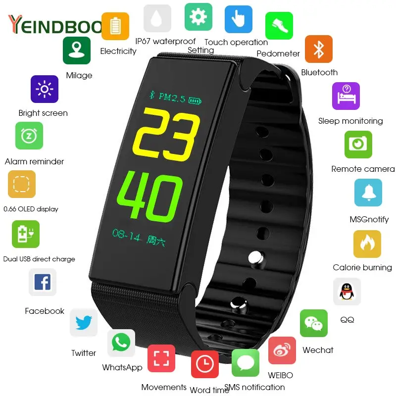 

Smart Watch Pedometer Calorie Count Sedentary Call Reminder Fitness Tracker Bracelet Smartwatch Connect Android IOS