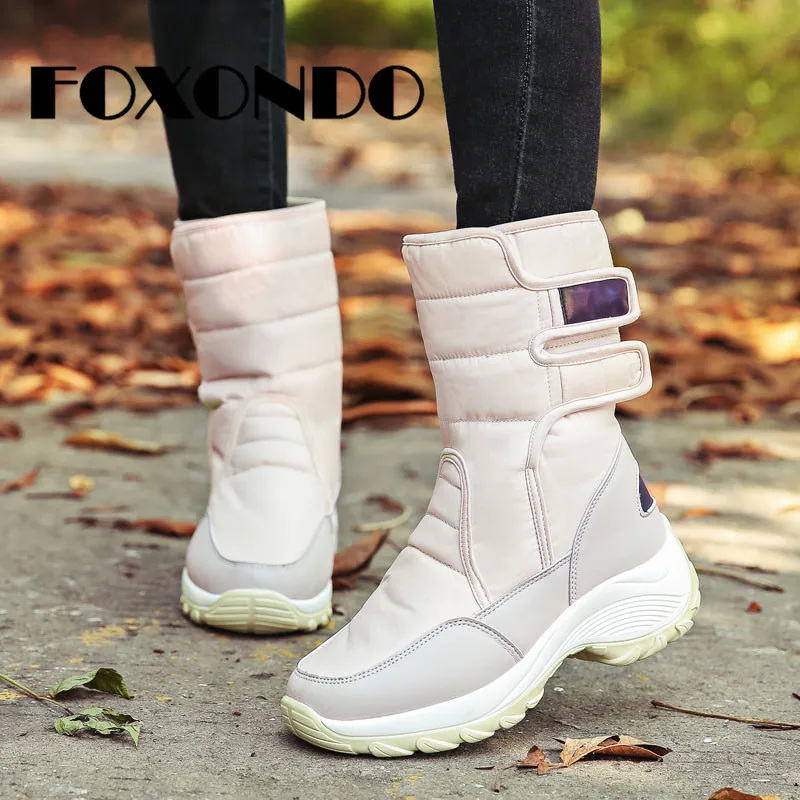 

FOXONDO Winter New Snow Boots Shoes Women Snow Ankle Boots Women High Quality Fashion Waterproof Plush Insole Lady Warm Platform