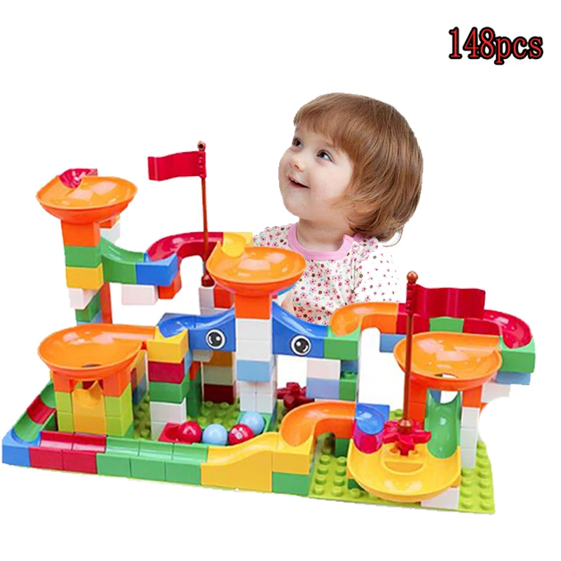 DIY Colorful Funnel Slide Brick Building  Model Blocks Toy  Marble Race Run Maze Ball Track Compatible Legoingly Duplo Block 