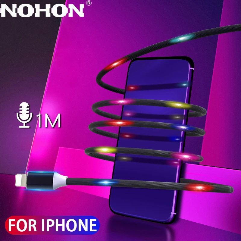 

NOHON Voice-activated USB Cable For iPhone XS Max XR X 8 7 6 6S 5 5S iPad Voice Control Super Musical Cord Mobile Phone Cables