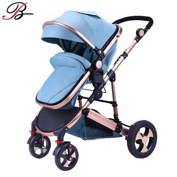 

2019 Aluminum alloy Baby Stroller Can Sit and lying stroll Folding High Landscape Baby pram 2 in 1 stroller