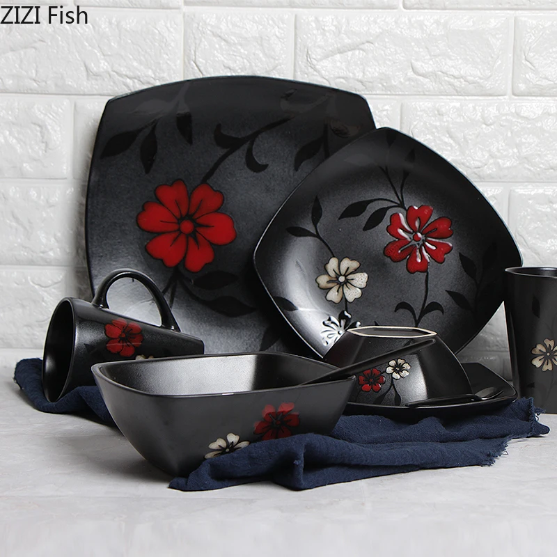 

Japanese-style Rectangle Ceramics Plate Decoration Tools Kitchen Accessories Cutlery Plate Sushi / Dessert / Fruit Salad Plate