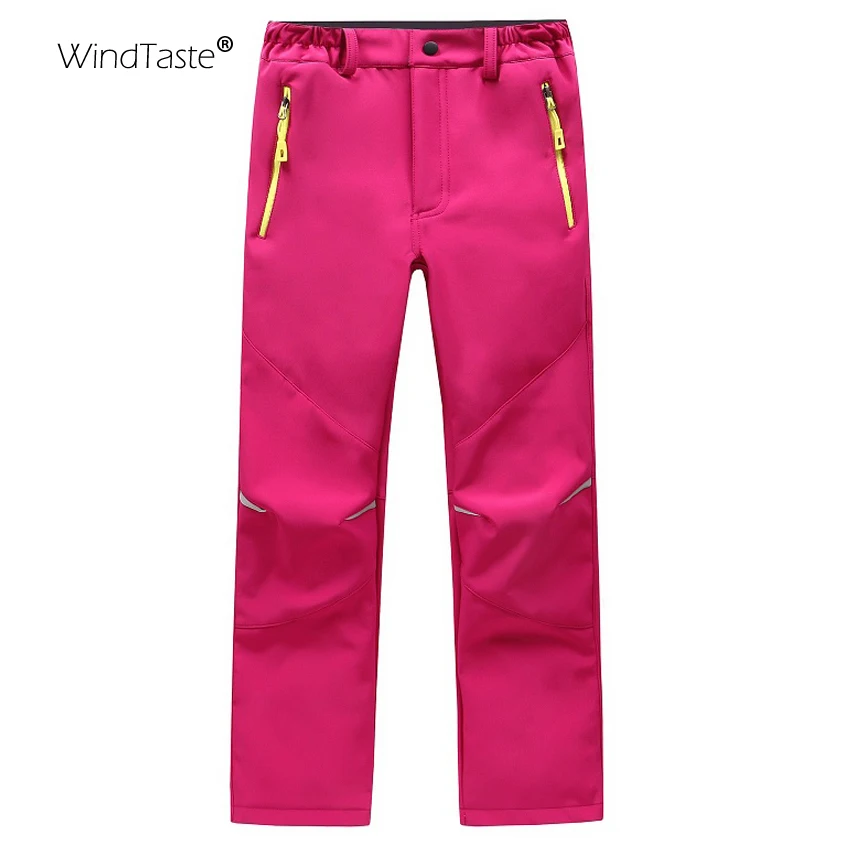 WindTaste Niño de lana de invierno Softshell pantalones de senderismo de la juventud niños resistente al agua al aire libre Camping senderismo esquí grueso Thousers KA078