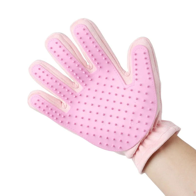 Перчатки для чистки кошек, перчатки для кошек, гребень для кошек, товары для ухода за кошками - Цвет: Pink right hand