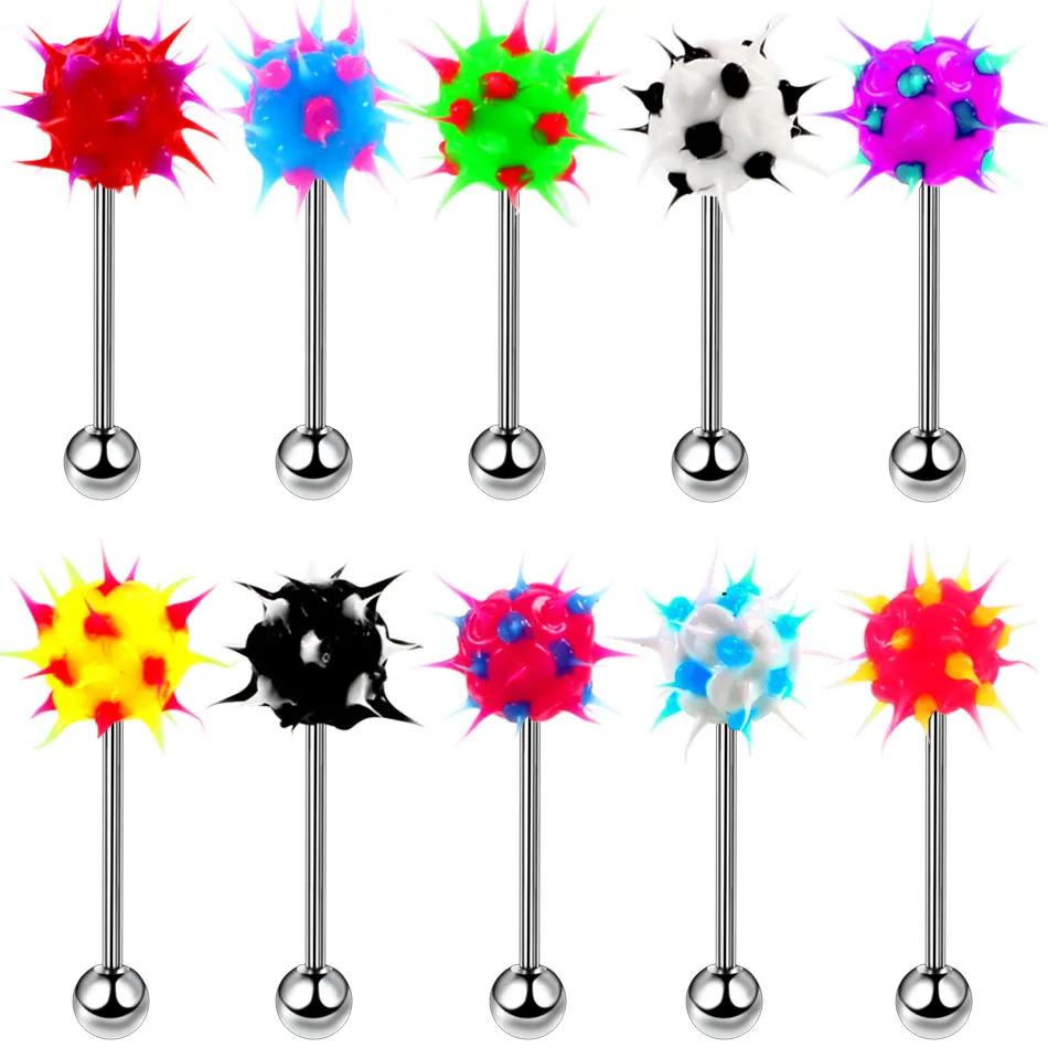 1Pcs Colorful Silicone Stainless Steel Lip Labret Piercing Studs