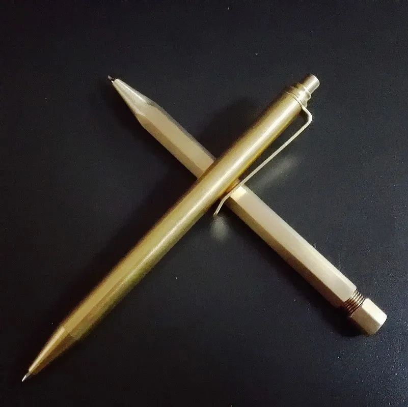 

EDC Multi Tool Tactical Pen Defense Brass Automatic Button Write Portable Pocket Ballpoint Pen Clip ZD Pure Copper Handmade