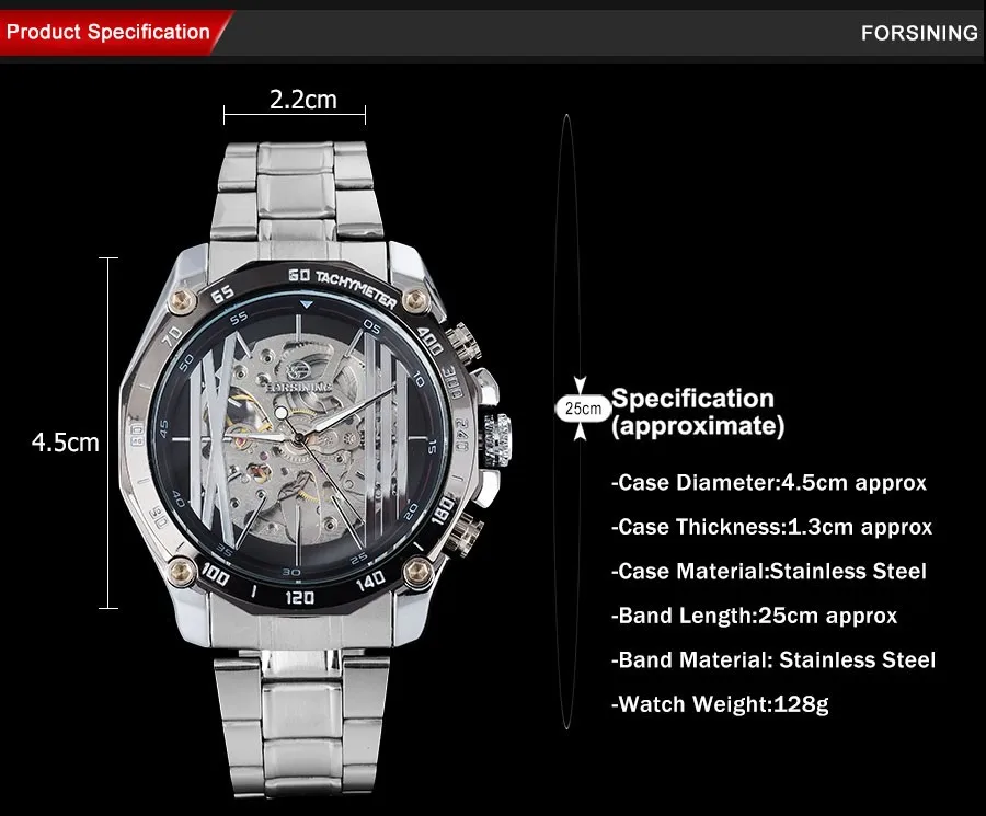 FORSINING, роскошные Брендовые мужские часы, популярные деловые наручные часы, автоматические механические скелетоны, светящиеся точки, Relogio Masculino
