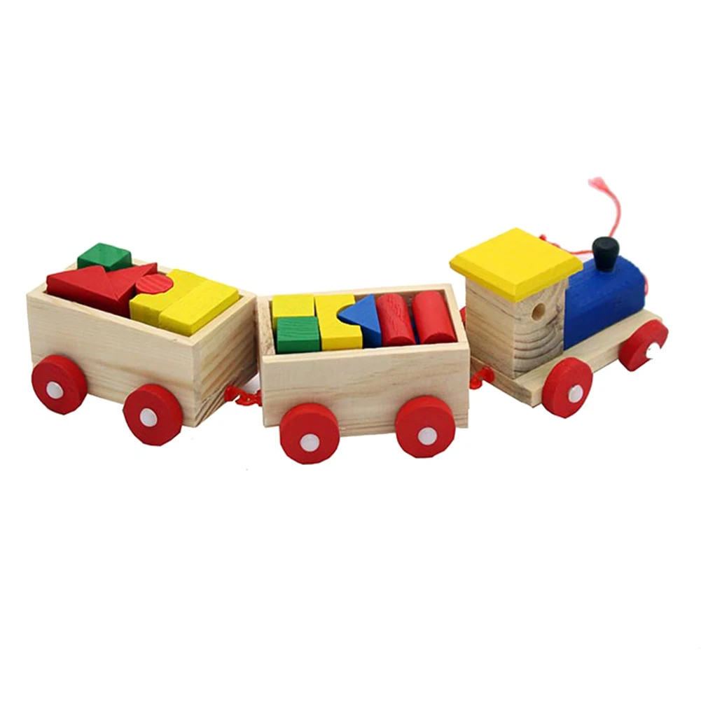 New Arrival Three Section Pull Along Train With Building Blocks Children Baby Educational Wooden Toys baby-building-blocks-wooden : image New Arrival Three Section Pull Along Train With Building Blocks Children Baby Educational Wooden Toys baby-building-blocks-wooden