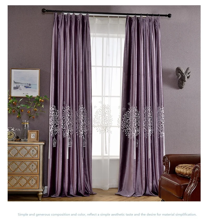 Фиолетовые плотные занавески ночь белый вышитый отвесный занавес, тюль, штора зеленые панели окна бархатные ткани HM259* 20