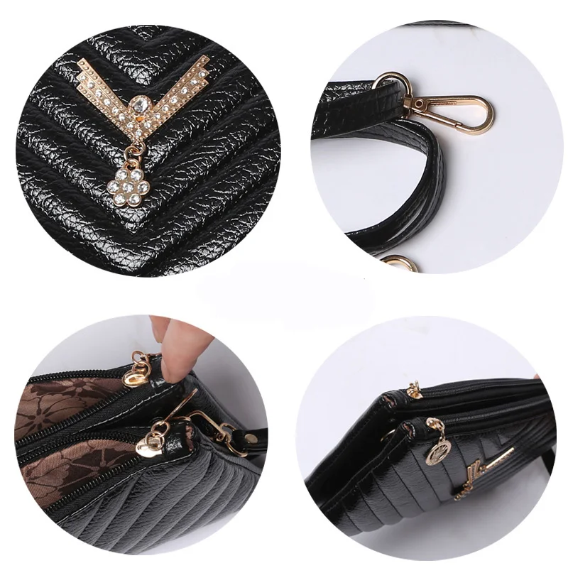 Women Diamond Lattice Messenger Bag Wristlet Strap PU Leather Long Wallet Luxury Designer Famous Brand Women Shoulder Messenger Bags (8)