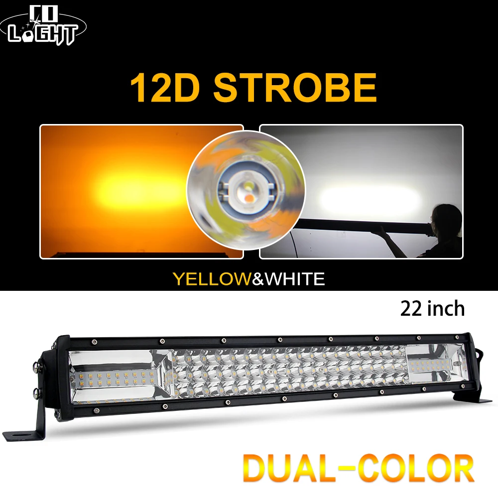 

CO LIGHT 22 inch 12D LED Bar Offroad 270W 3-Row LED Work Light Strobe Light Bar for Auto Tractor 4x4 Truck Jeep ATV 6500K 3000K