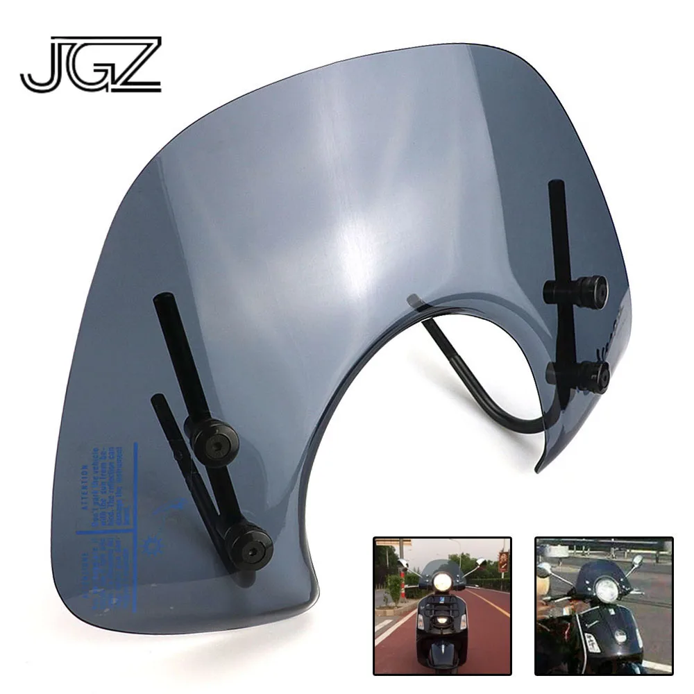 Motorcycle Acrylic Front Screen Windshield Windscreen Wind Deflector With Bracket Black For VESPA GTS 250 300 Modify Accessories