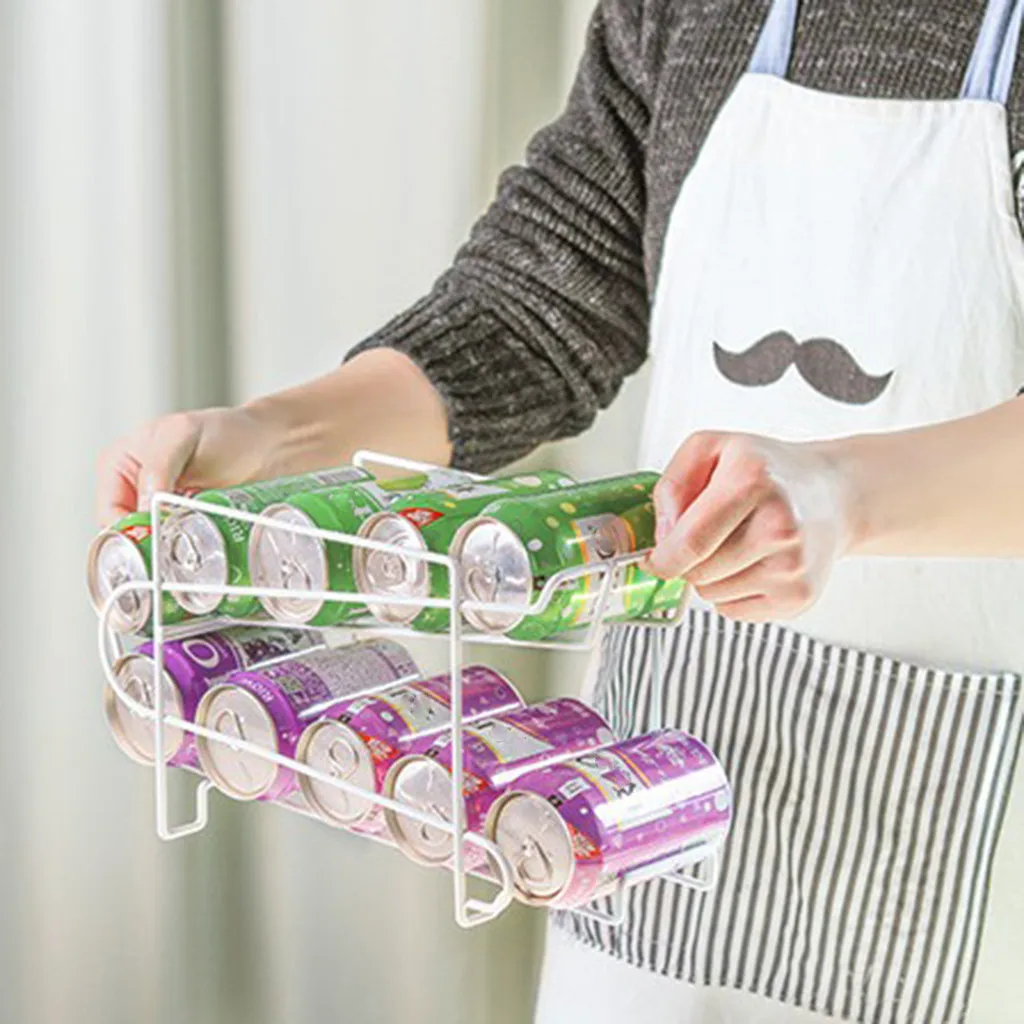 

NAIYUE Storage rack Refrigerator Double Cans Storage Rack Finishing Rack Kitchen Desktop Organization Wardrobe Finishing 19jun20