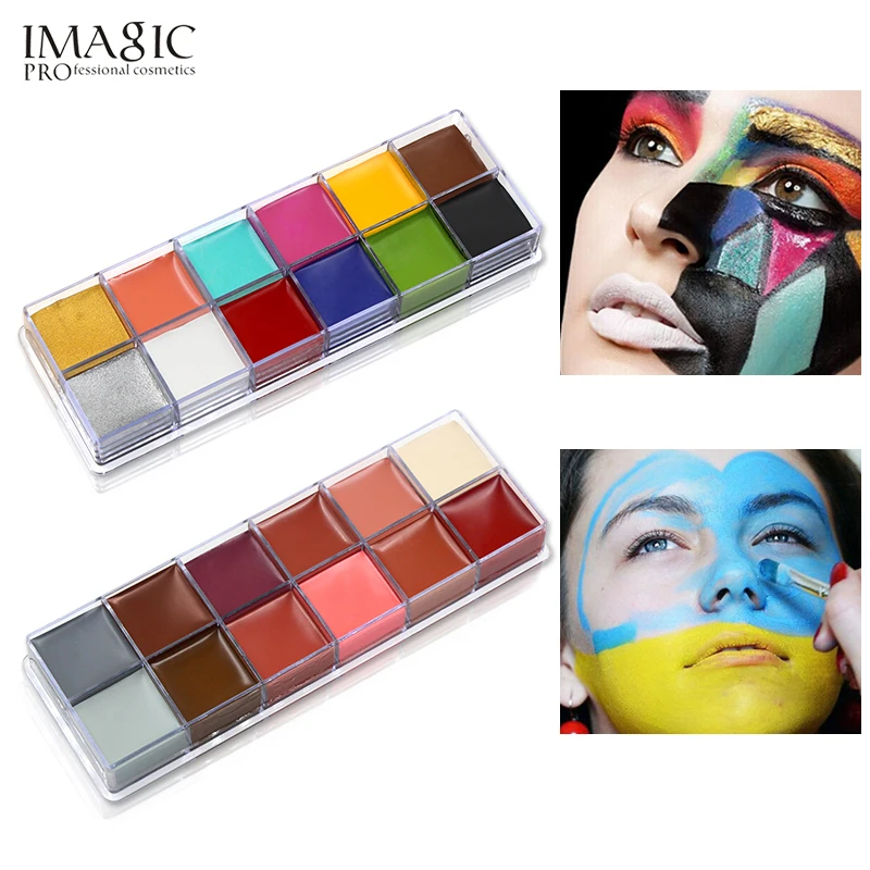 

IMAGIC 12 Colors Flash Tattoo Face Body Paint Oil Painting Art Use In Halloween Party Carnaval Fancy Dress Beauty Makeup Tool