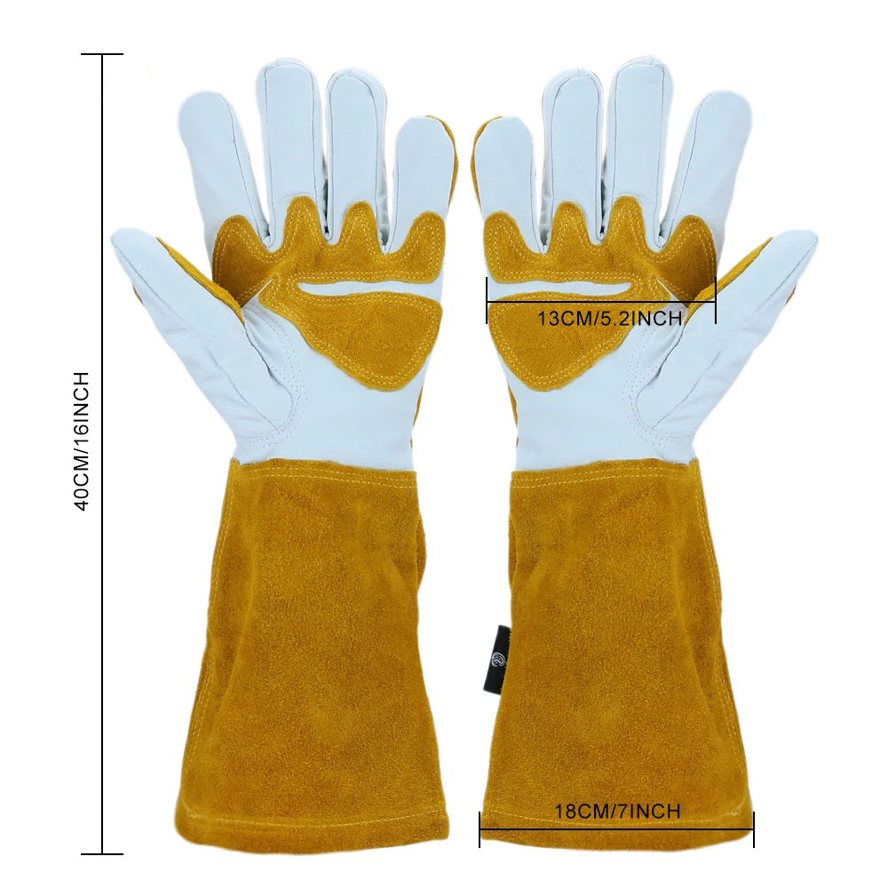 Welding Gloves Heat Resistant Fireproof Lined Leather Tig Welders Hand Protector Palm Olson