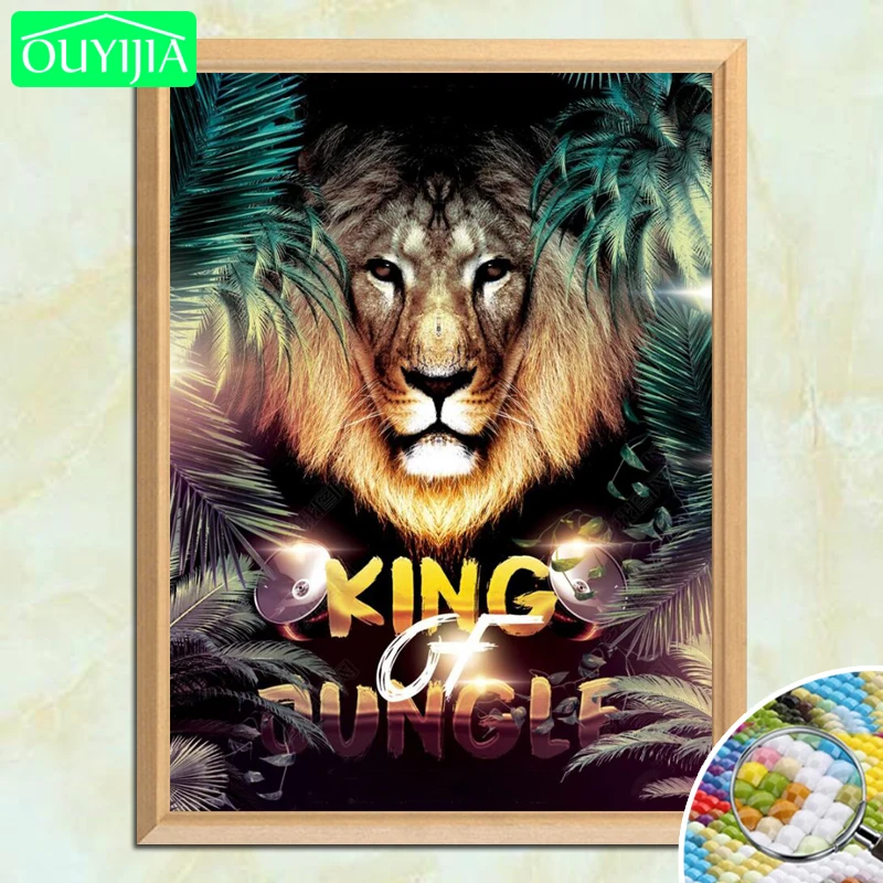 

OUYIJIA Lion King Of Jungle Theme 5D DIY Diamond Painting Full Square Diamond Embroidery Picture Of Rhinestones Mosaic Painting